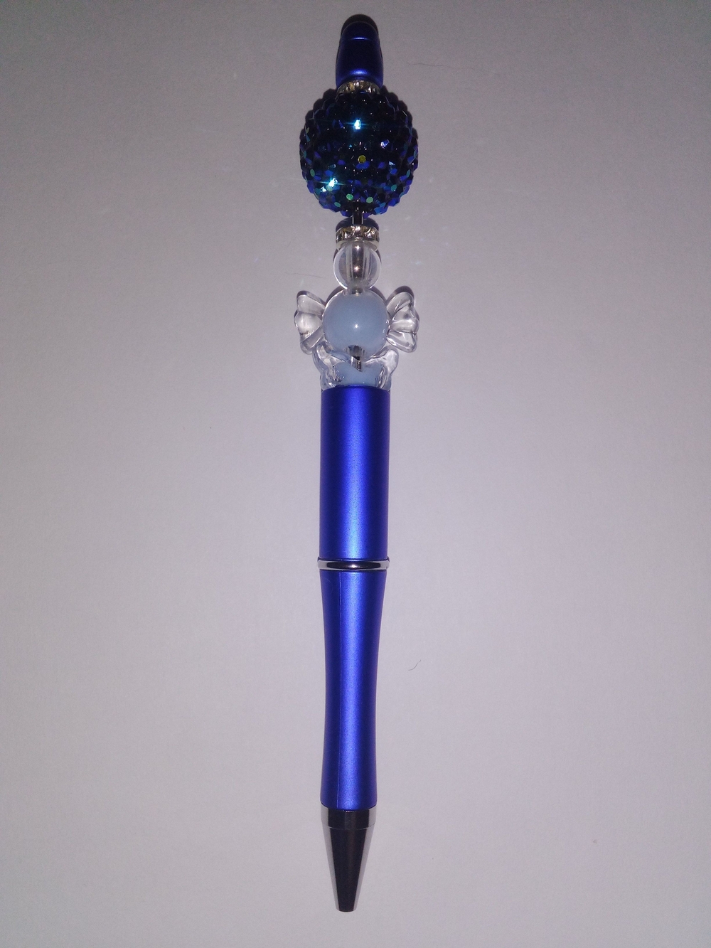 Blue Decorative Crystal-Topped Pen